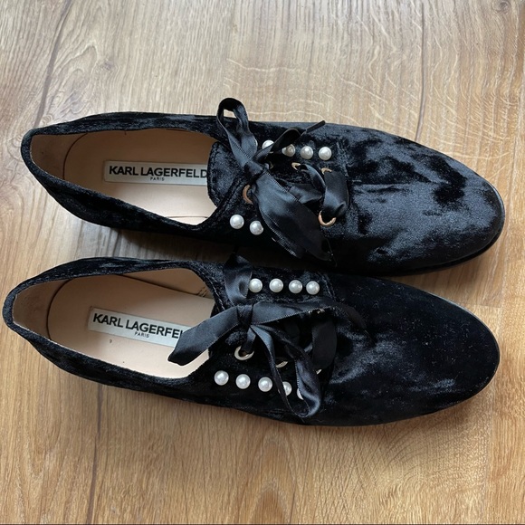 Karl Lagerfeld Black Velvet Izzy2 Flats Size 7.5 - Picture 8 of 8